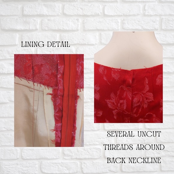 Vintage Red 1950s Rockabilly Brocade Shimmer Party Fit and Flare Tea Dress - Picture 4 of 5